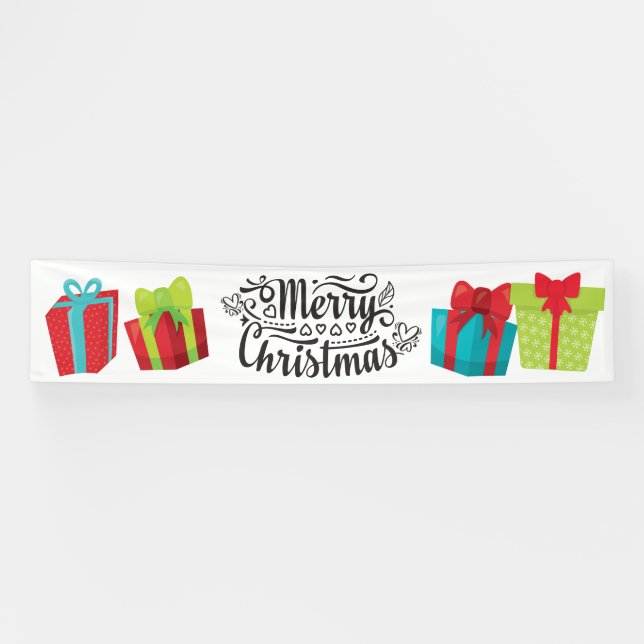 Frohe Weihnachten bunten Geschenke Geschenke Banner (Horizontal)