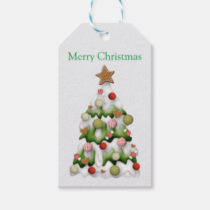 Frohe Weihnachten bunter Schnee Weihnachtsbaum Geschenkanhänger