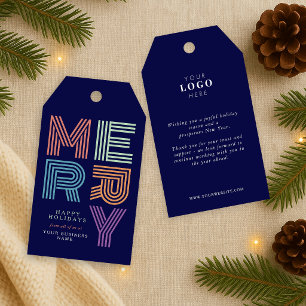 Frohe Weihnachten Buntes Geschenk-Tag Geschäft-Log Geschenkanhänger