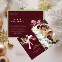Frohe Weihnachten Burgund Coquette Schleife Famili