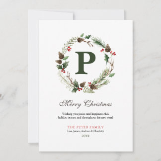 Frohe Weihnachten Burgunder Kranz Monogramm Hol