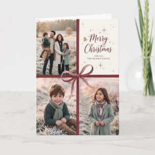 Frohe Weihnachten Burgunder-Schleifen-Foto-Geschen