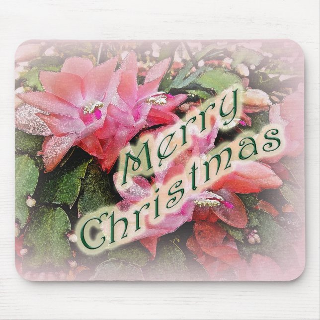 Frohe Weihnachten Cactus Blume 2 Mousepad (Vorne)