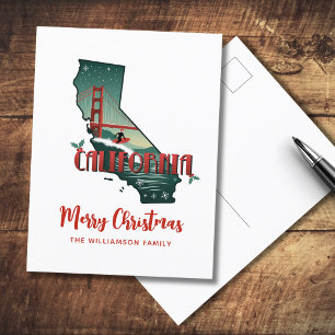 Frohe Weihnachten California Staat Holiday Postcar