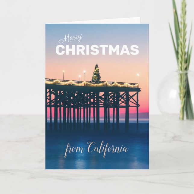 Frohe Weihnachten California Sunset Pink Blue Cust (Vorderseite)