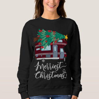 Frohe Weihnachten Camping Roter Karierter Camper X Sweatshirt