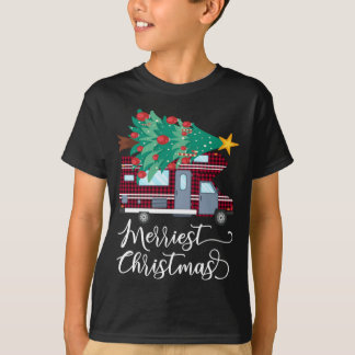 Frohe Weihnachten Camping Roter Karierter Camper X T-Shirt