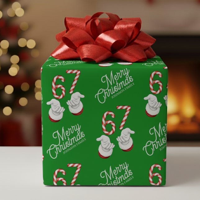 Frohe Weihnachten Candy Cane 6-7 Meme-Muster Geschenkpapier (Merry Christmas Candy Cane 6-7 Meme Pattern Wrapping Paper
)