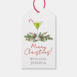 Frohe Weihnachten Candy Cane Martini und Mistelzwe Geschenkanhänger