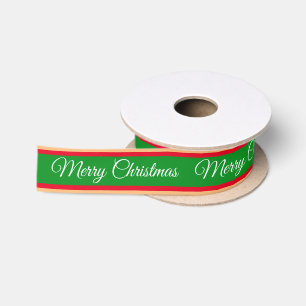 Frohe Weihnachten & Candy Stripe Ribbon Red Santa Satinband