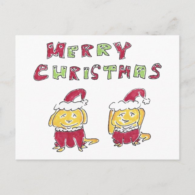 Frohe Weihnachten Cartoon Gelbe Labs  (Vorderseite)