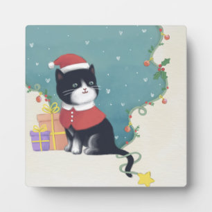 Frohe Weihnachten: Cat Illustration Art Fotoplatte