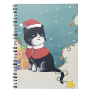 Frohe Weihnachten: Cat Illustration Art Notizblock