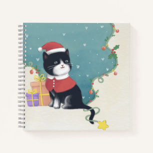 Frohe Weihnachten: Cat Illustration Art Notizbuch