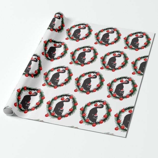 Frohe Weihnachten Cat Lovers Geschenkpapier (Ungerollt)