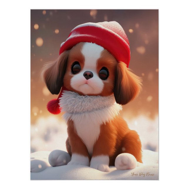 Frohe Weihnachten, Cavalier King Charles Spaniel D Poster (Vorderseite)