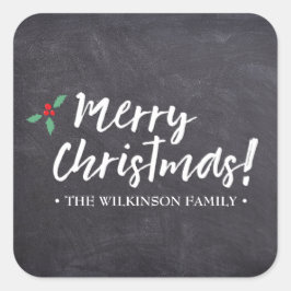 Frohe Weihnachten ・Chalkboard ・ Handschrift Quadratischer Aufkleber