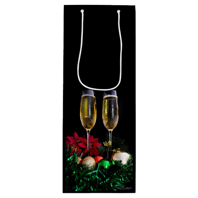 Frohe Weihnachten Champagne Geschenktüte Für Weinflaschen (Vorderseite)
