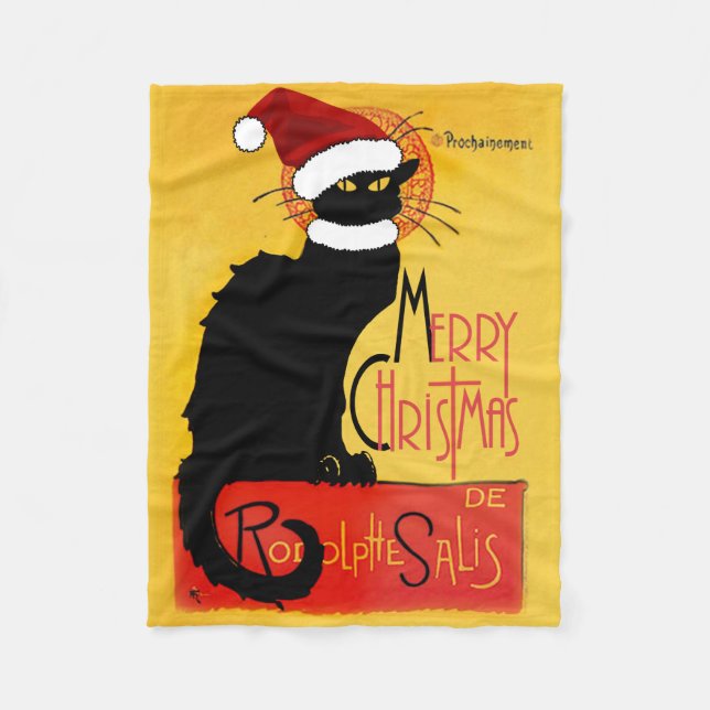 Frohe Weihnachten - Chat Noir Fleecedecke (Vorderseite)