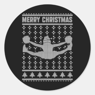 Frohe Weihnachten Cheerleading Mädchen Liebhaber H Runder Aufkleber