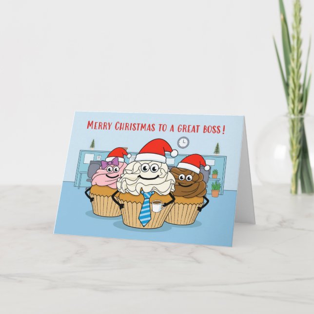 Frohe Weihnachten Chef Cupcakes Büro-Team (Vorderseite)