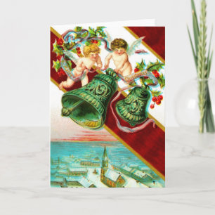 Frohe Weihnachten, Cherubs und Glocken Feiertagskarte