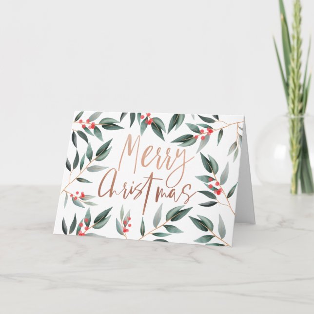Frohe Weihnachten | Chic Winter Sage Foliage & Ber (Vorderseite)