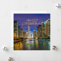 Frohe Weihnachten, Chicago River bei Sunset