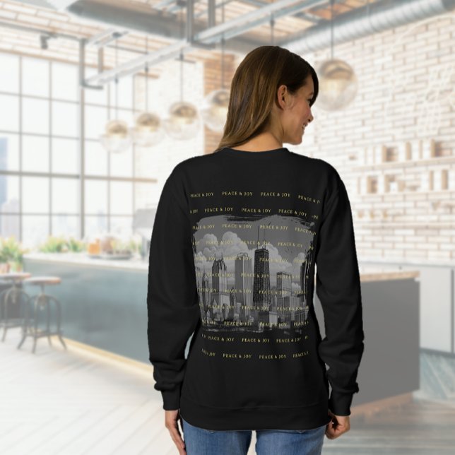 Frohe Weihnachten Chicago Skyline Holiday Sweatshirt (Merry Christmas Chicago Skyline Holiday Sweatshirt (back))