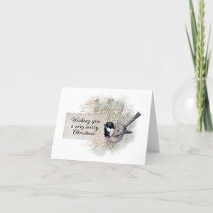 Frohe Weihnachten Chickadee Bird Pinecone