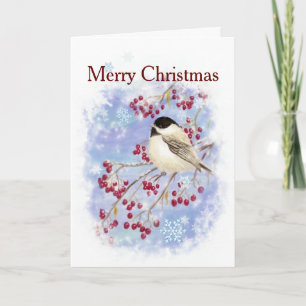 Frohe Weihnachten Chickadee Winter Bird Scripture