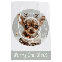 Frohe Weihnachten Chihuahua Reindeer Dog Mittlere Geschenktüte