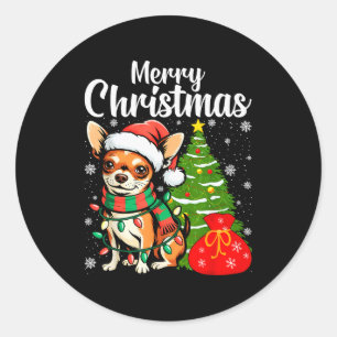 Frohe Weihnachten Chihuahua  Runder Aufkleber