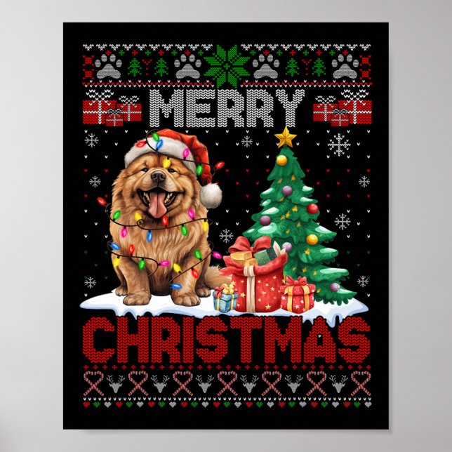 Frohe Weihnachten Chow Chow Chow Hund Lover Famili Poster (Vorne)