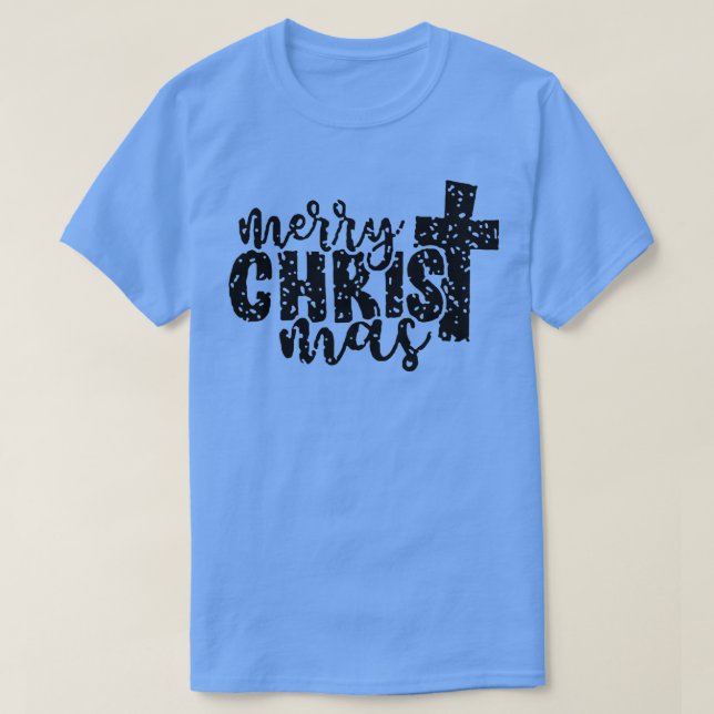 Frohe Weihnachten Christlich Cross Familie Pajamas T-Shirt (Design vorne)