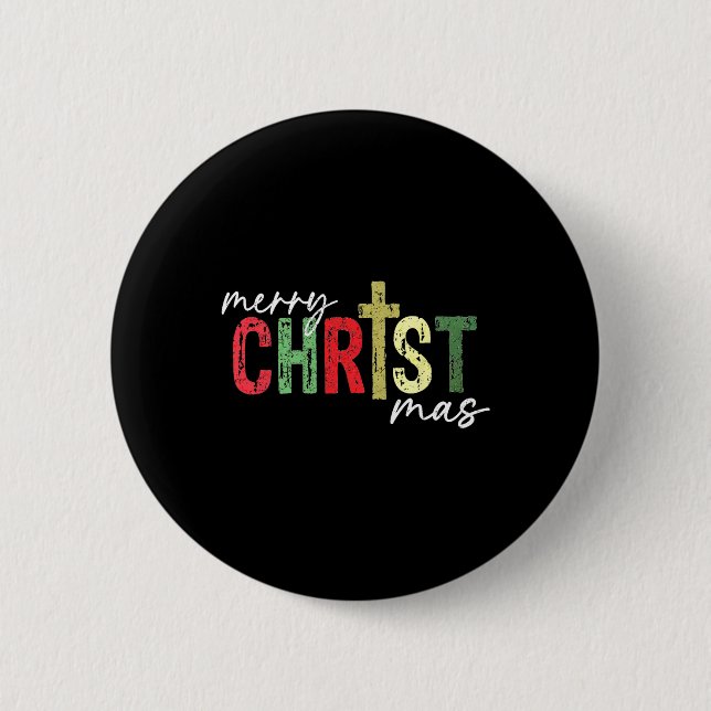 Frohe Weihnachten Christlich Jesus Cross Glaubensr Button (Vorderseite)