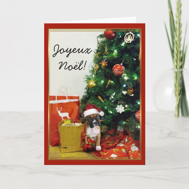 Frohe Weihnachten Christmas Boxer Dog Greeting car (Vorderseite)