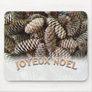 Frohe Weihnachten Christmas Holiday Pine Cone Mousepad