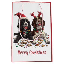 Frohe Weihnachten Cocker Spaniel Hunde Mittlere Geschenktüte