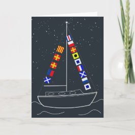 Frohe Weihnachten - Code Flags Sailboat Karte