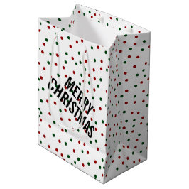 Frohe Weihnachten Confetti Polka Dots Red Green Mittlere Geschenktüte