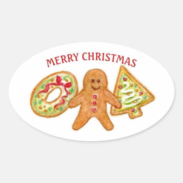 Frohe Weihnachten Cookies Aufkleber (Vorderseite)