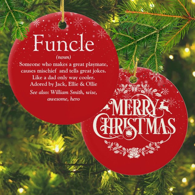 Frohe Weihnachten Cool Funcle Uncle Definition Keramik Ornament (Merry Christmas Cool Funcle Uncle Definition Ceramic Ornament)