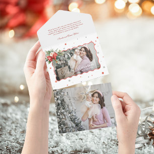 Frohe Weihnachten Coquette Schleife, Band Rahmen 1 All In One Einladung