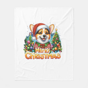 Frohe Weihnachten Corgi Dog Corgmas Matching Chris Fleecedecke