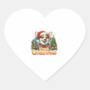 Frohe Weihnachten Corgi Dog Corgmas Matching Chris Herz-Aufkleber