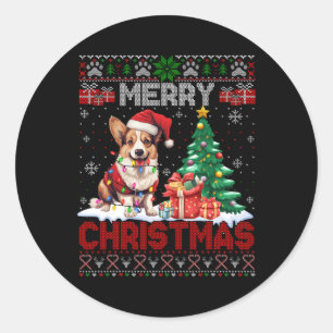 Frohe Weihnachten Corgi Dog Liebhaber Familie Ugly Runder Aufkleber