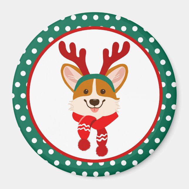 Frohe Weihnachten Corgi Dog Magnet (Vorne)