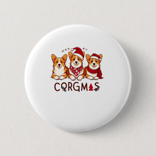 Frohe Weihnachten Corgi Dog Santa Liebe Corgis Fam Button