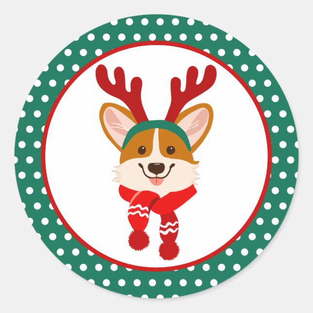 Frohe Weihnachten Corgi Dog Sticker (Vorderseite)